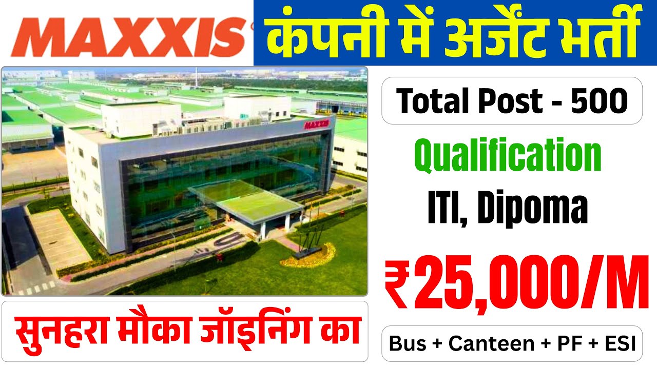 Maxxis Rubber Job Requirement in Ahmedabad 🔖 ITI & Diploma के लिए सुनहरा मौका